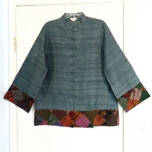 Classic Lanna Thai Teal 100% Silk Button Up Shirt Tunic